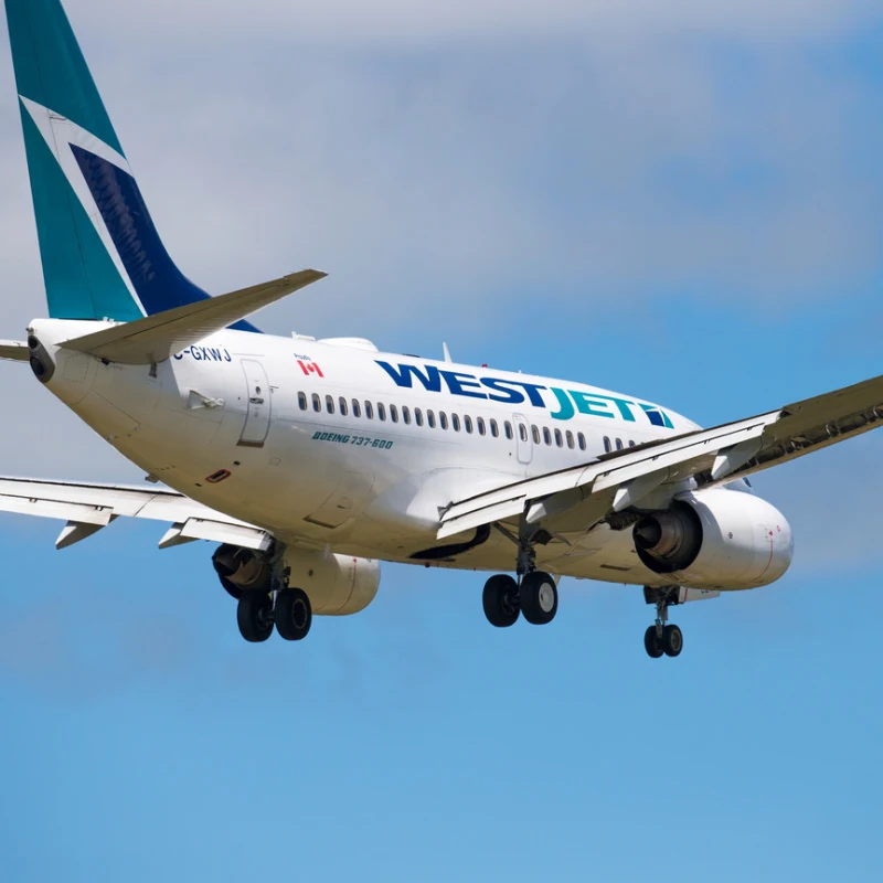 westjet plane in the sky