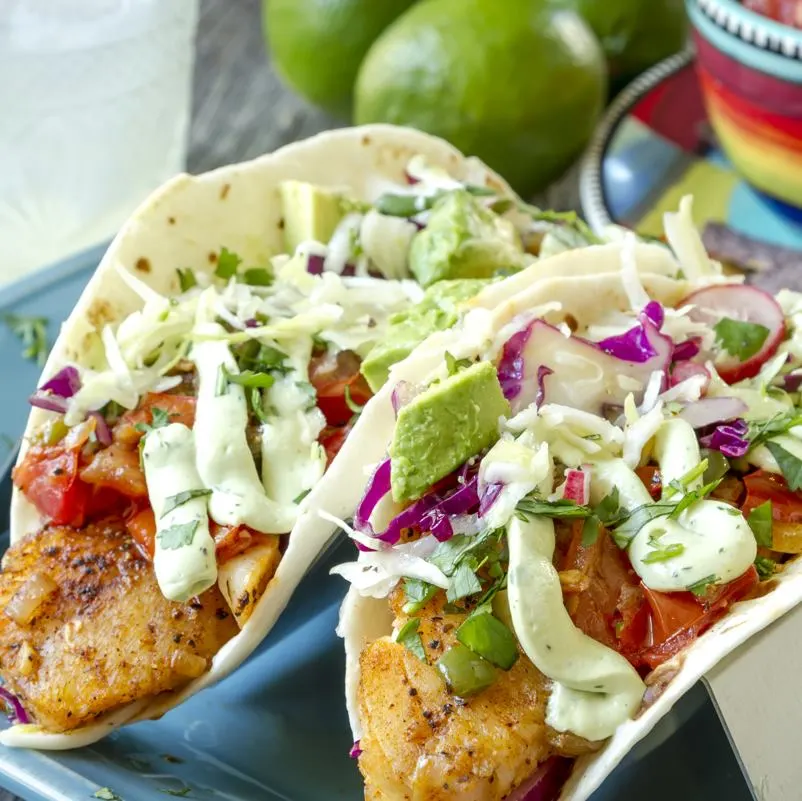 Fish tacos with dressing