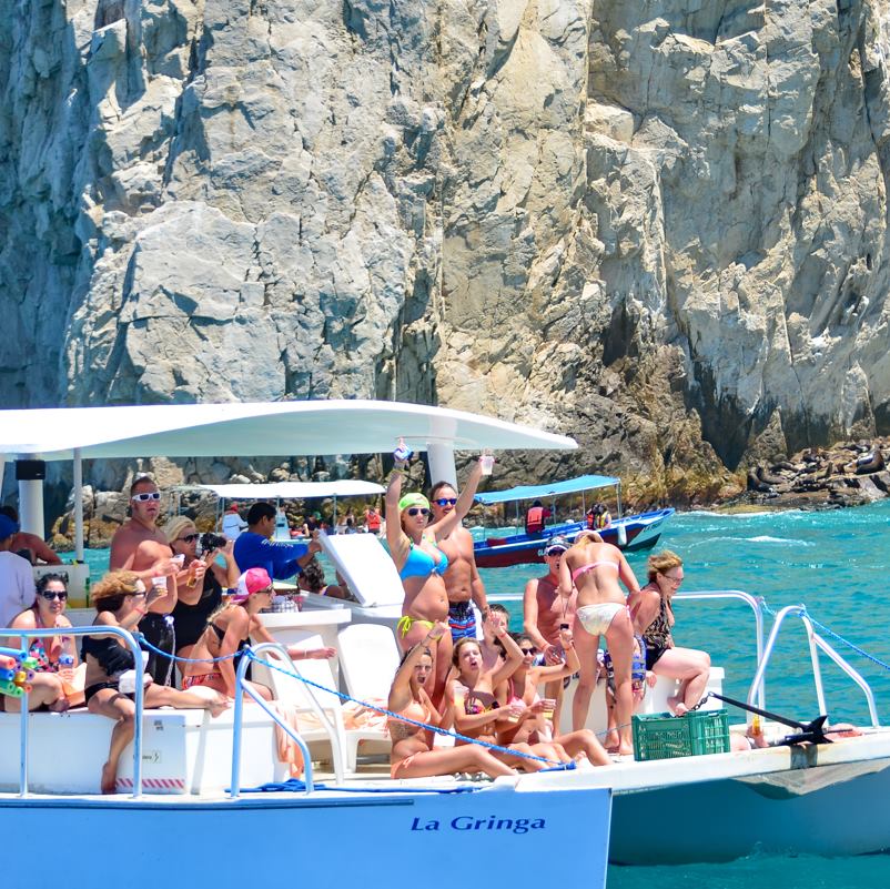 Tourists on a yacht in Los Cabos