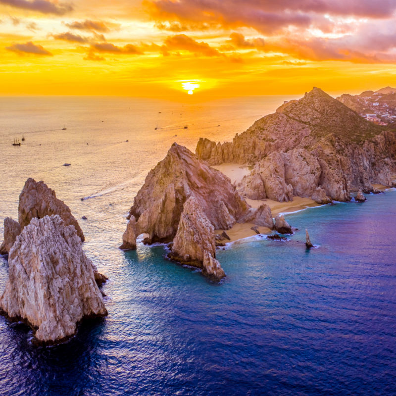 Aerial View of the Cabo San Lucas Arch and Land's End in Cabo San Lucas, Mexico