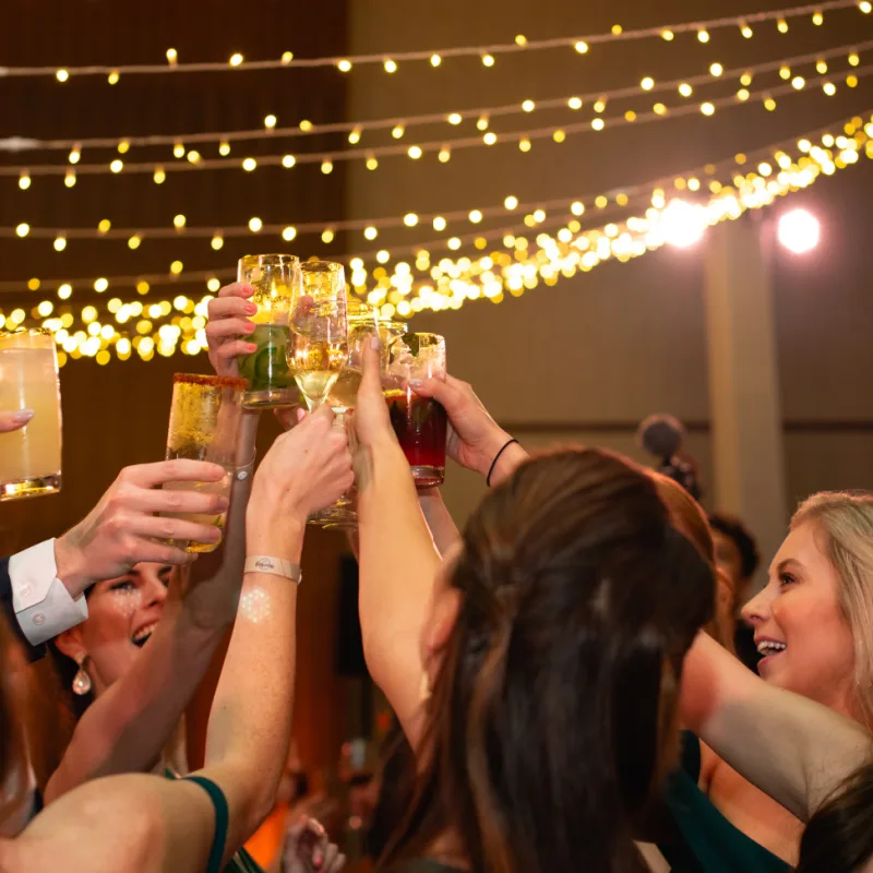 Group of Friends Toasting at a Restaurant in Los Cabos, Mexico During the Winter