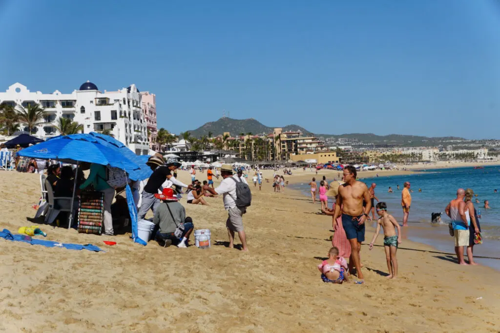 Tourists on a Beach in Cabo San Lucas, Mexico