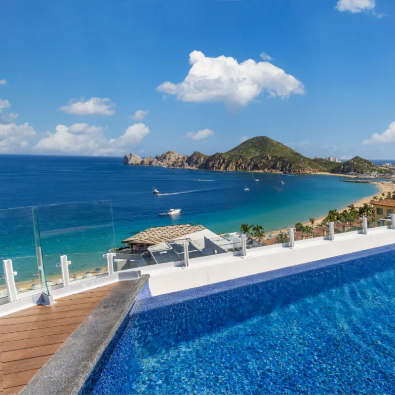 View of Los Cabos from resort pool