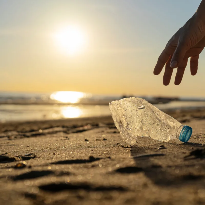 plastic waste on beach