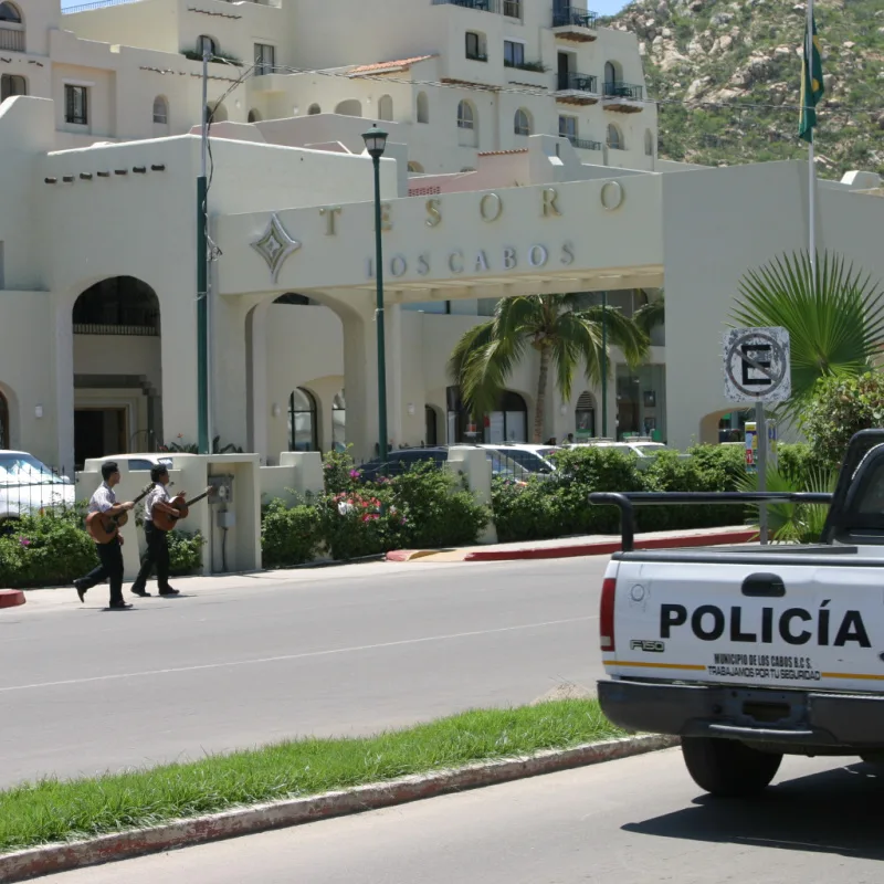 police truck in los cabos