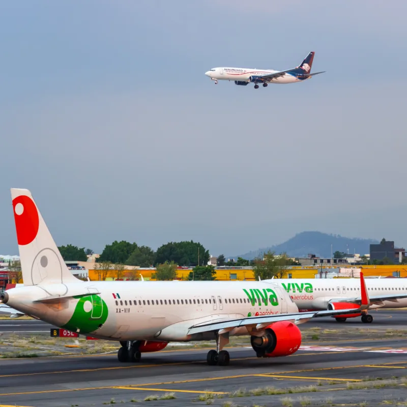 Viva Aerobus and Aeromexico at an airport