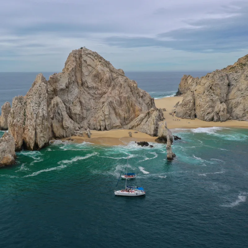 A 4k Aerial view of Cabo San Lucas located at the southern tip of the Baja Mexico