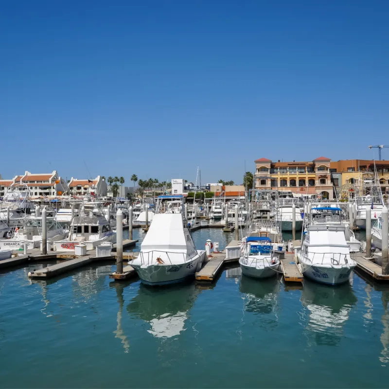 Boats at Igy Marinas in Los Cabos in a beautiful day