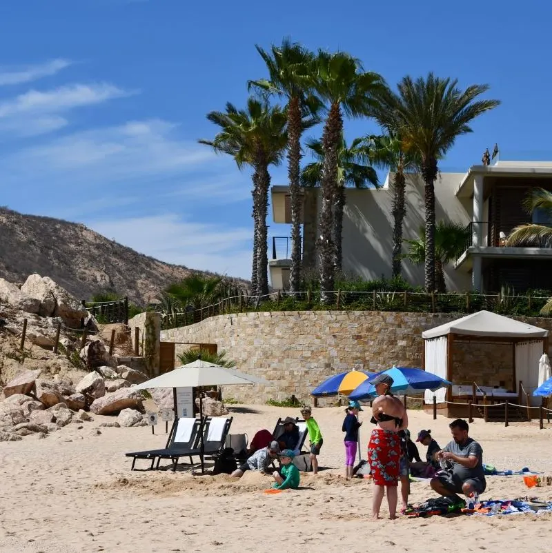 Tourists on Chileno Beach in Los Cabos, Mexico