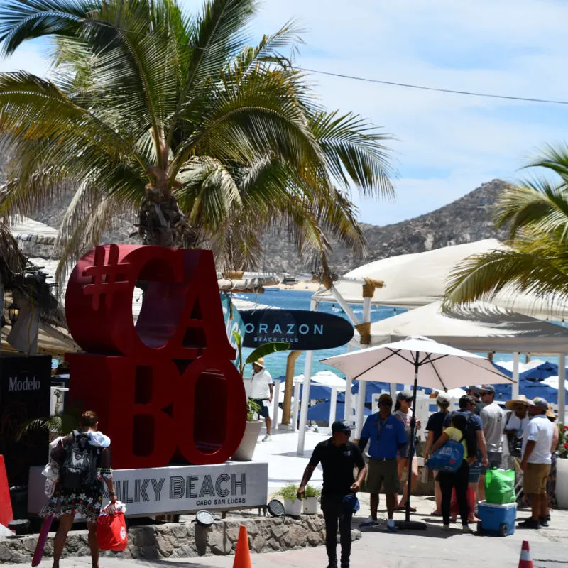 Tourists Near Milky Beach in Cabo San Lucas, Mexico