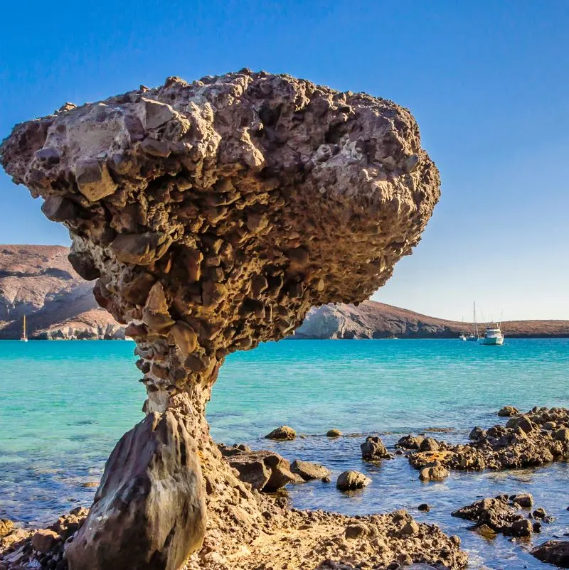 Famous standing rock formation near la paz