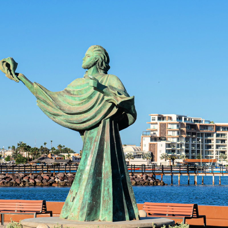 Oceanfront statue in La Paz