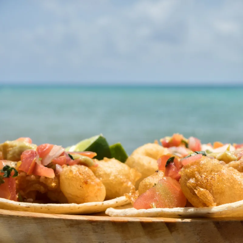 fish tacos at the beach