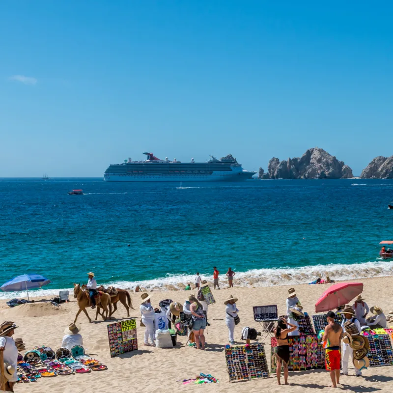 Vendors on a Beach in Los Cabos, Mexico