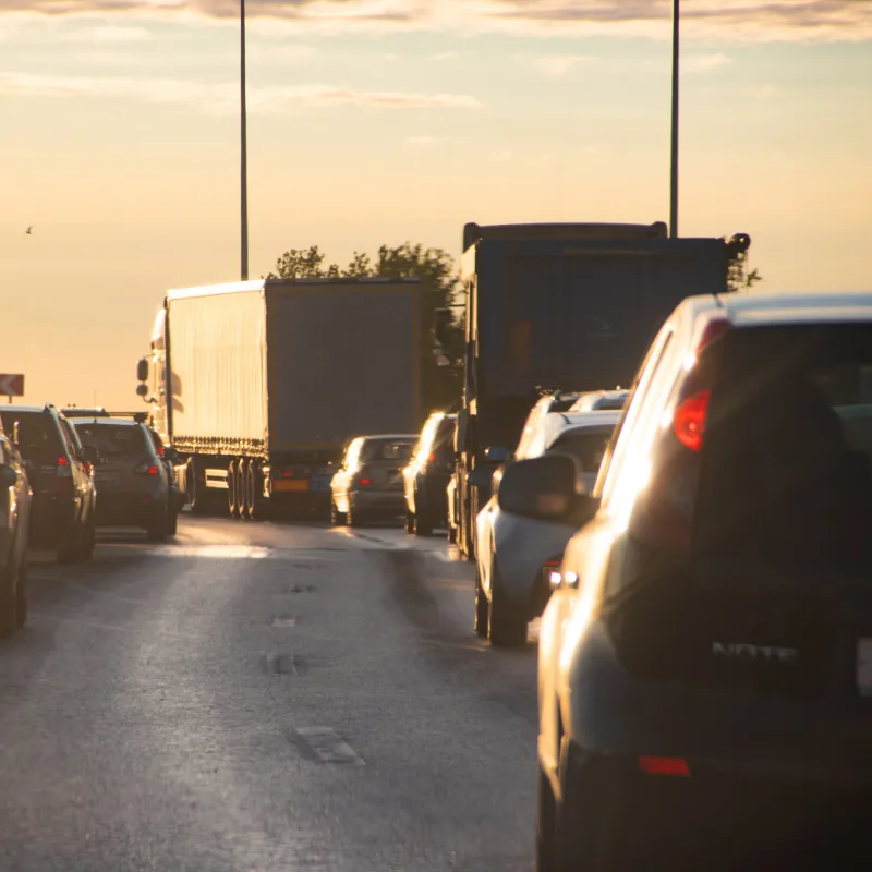 Cars stuck in a traffic jam