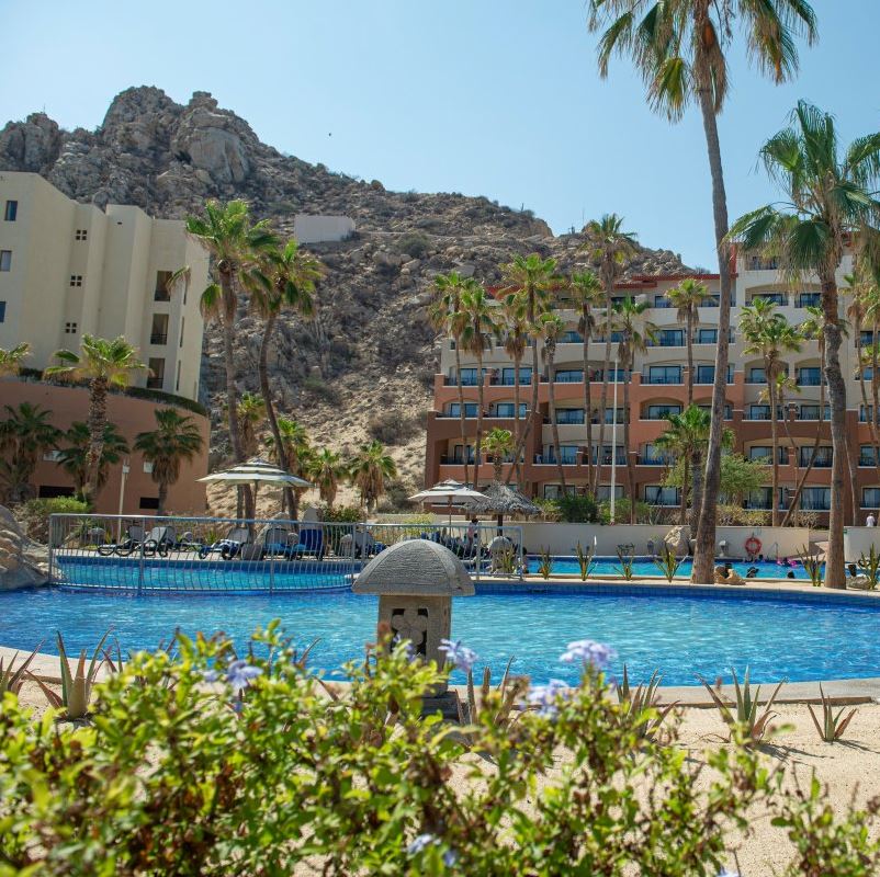 A resort and pool in Los Cabos.
