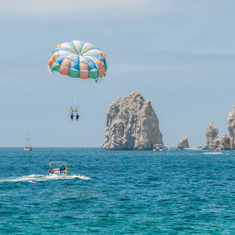 Parasailing Near the Arch in Cabo San Lucas, Mexico