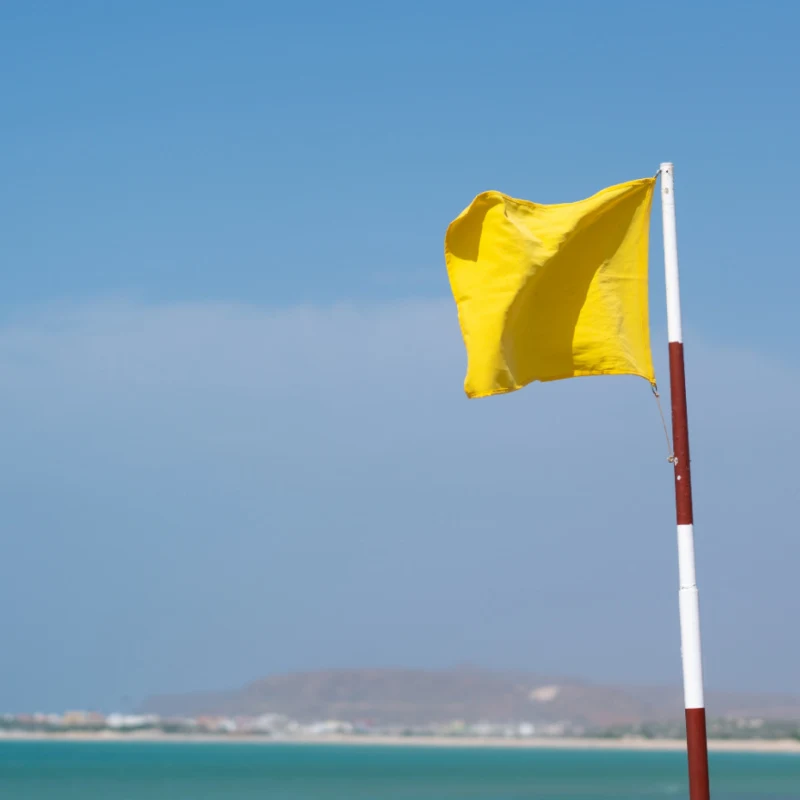 yellow flag posted on beach