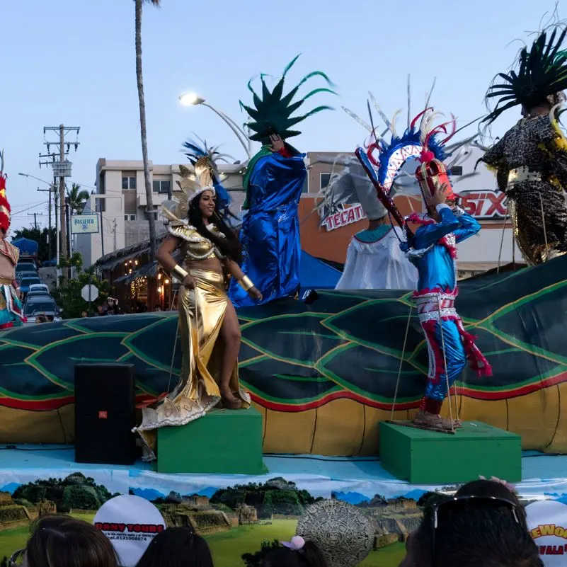A float carrying performers at la paz carnival