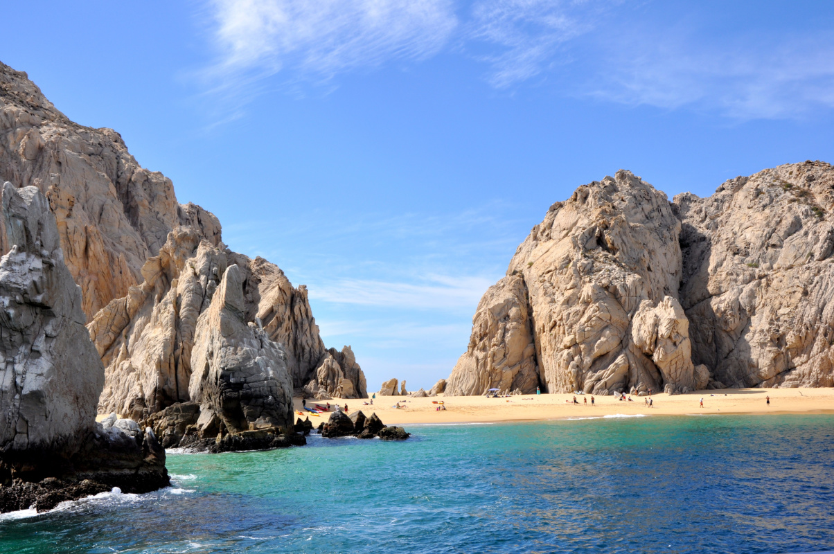 Lovers beach in Los Cabos on a sunny day