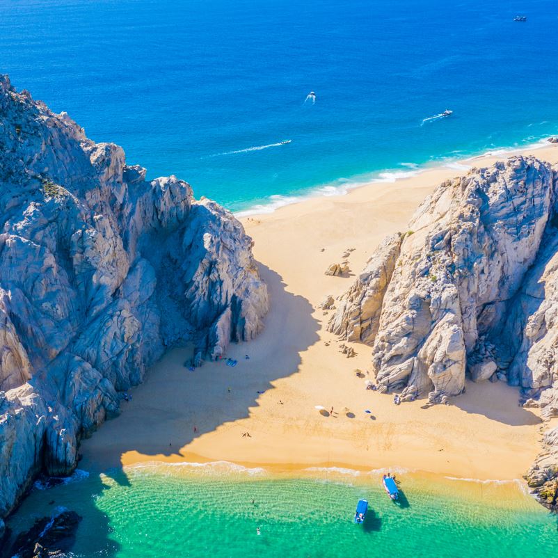 aerial view of cabo beach