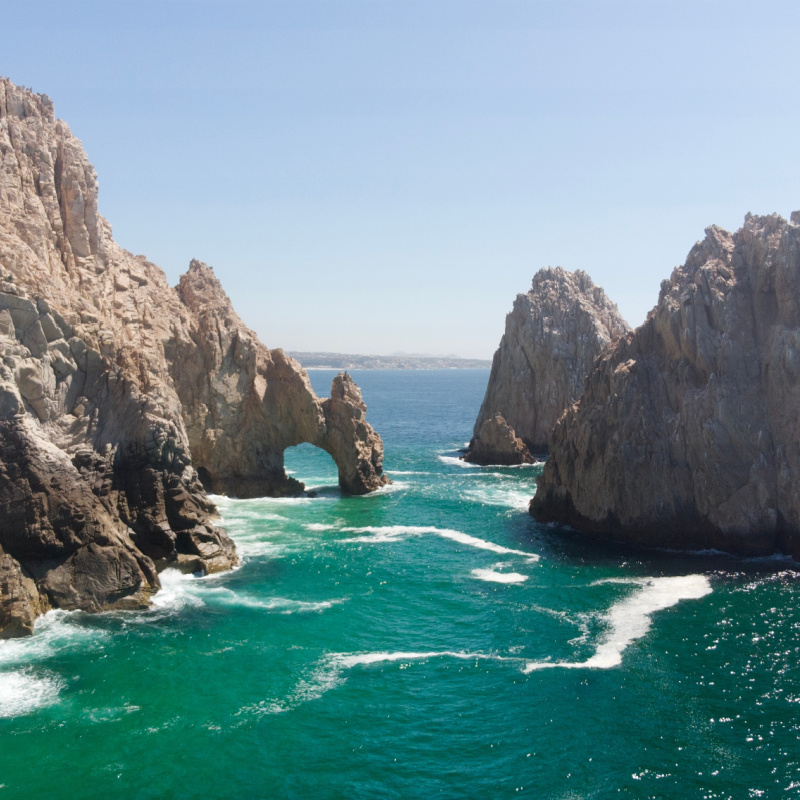 Los-Cabos-arch-seen-from-above-on-a-sunny-day