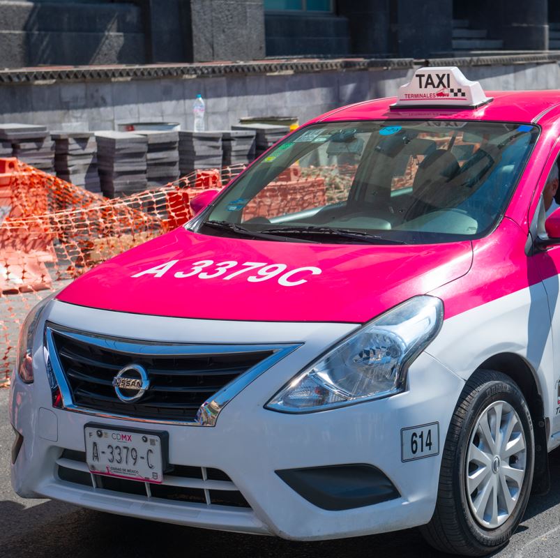 A pink womens only cab in Mexico
