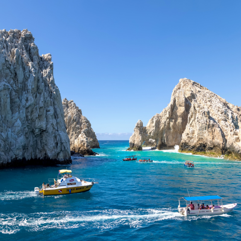 Boats in the Water Near Land's End and the Arch in Cabo San Lucas, Mexico
