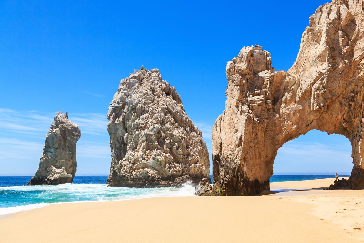 A coastal rock formation in Los Cabos on a sunny day