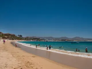 Tourists on Medano Beach, Cabo San Lucas, Mexico