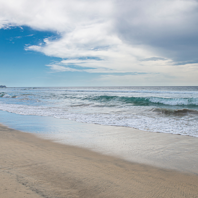 A cloudy morning on the ocean, Los Cerritos Beach, Todos Santos Baja California Sur, in the Baja Peninsula of Mexico.