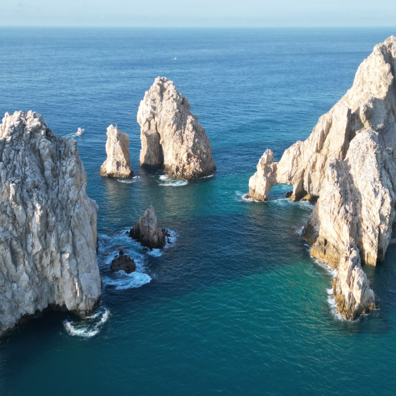 Aerial view of the Los Cabos arch