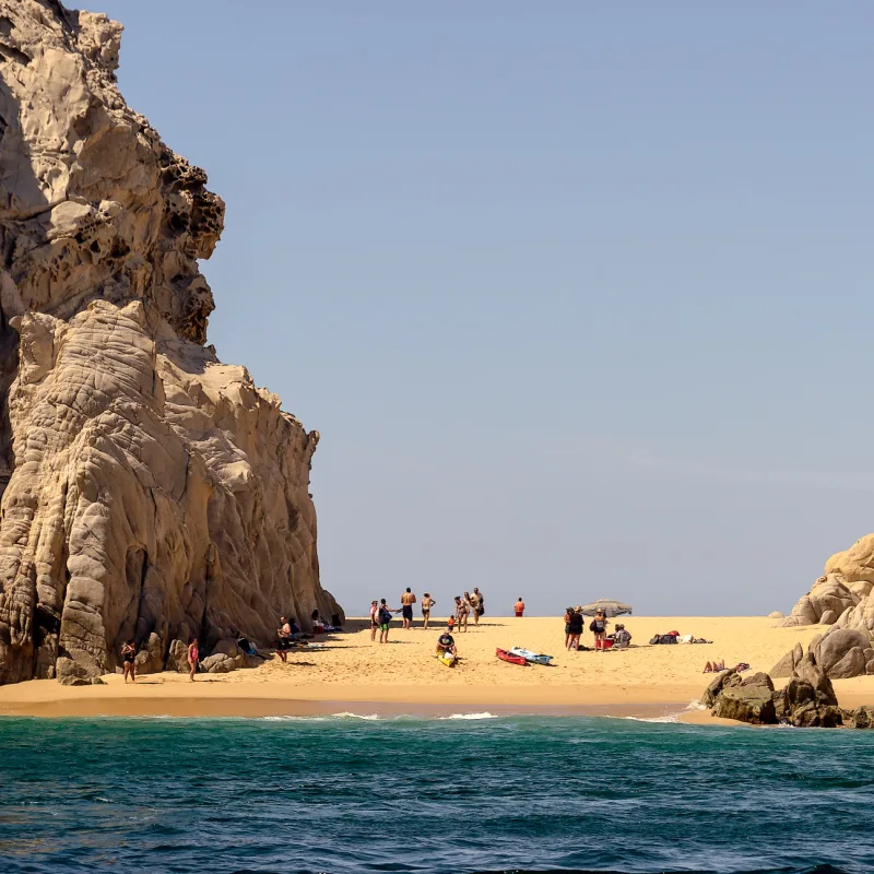 Closeup view of Lovers Beach in Cabo San Lucas, Mexico