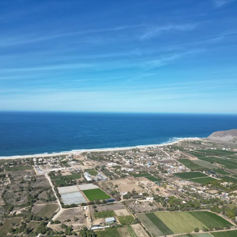 Drone view of San Pedrito area of Pescadero, Baja California Sur
