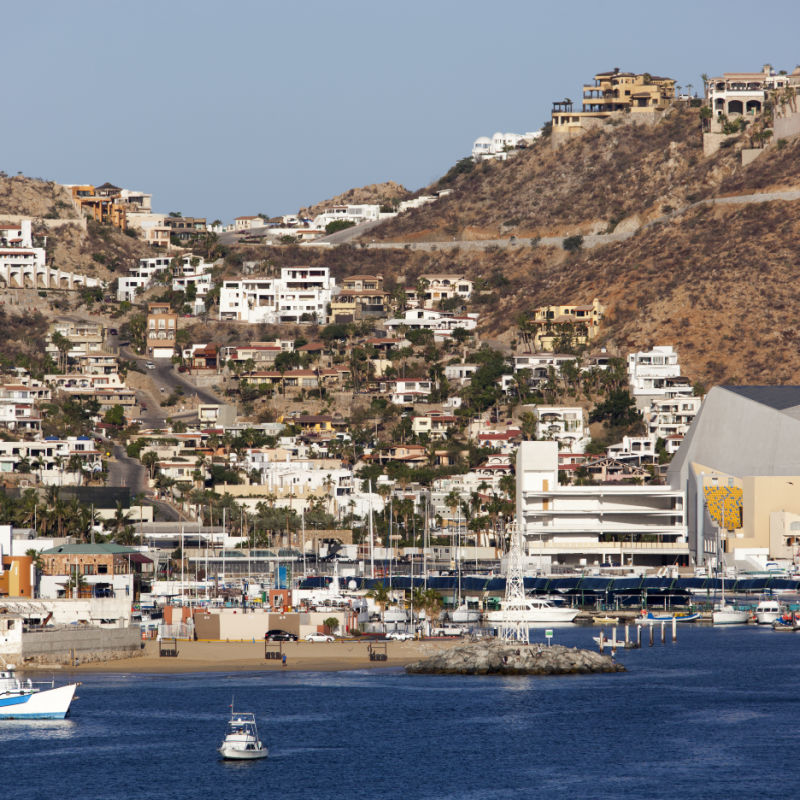 The downtown of Cabo San Lucas, seen from the sea