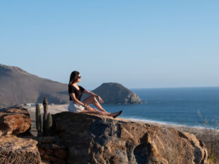 Tourist With a View After Hiking in Los Cabos, Mexico