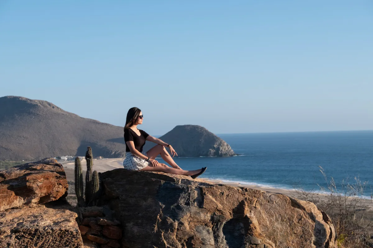 Tourist With a View After Hiking in Los Cabos, Mexico
