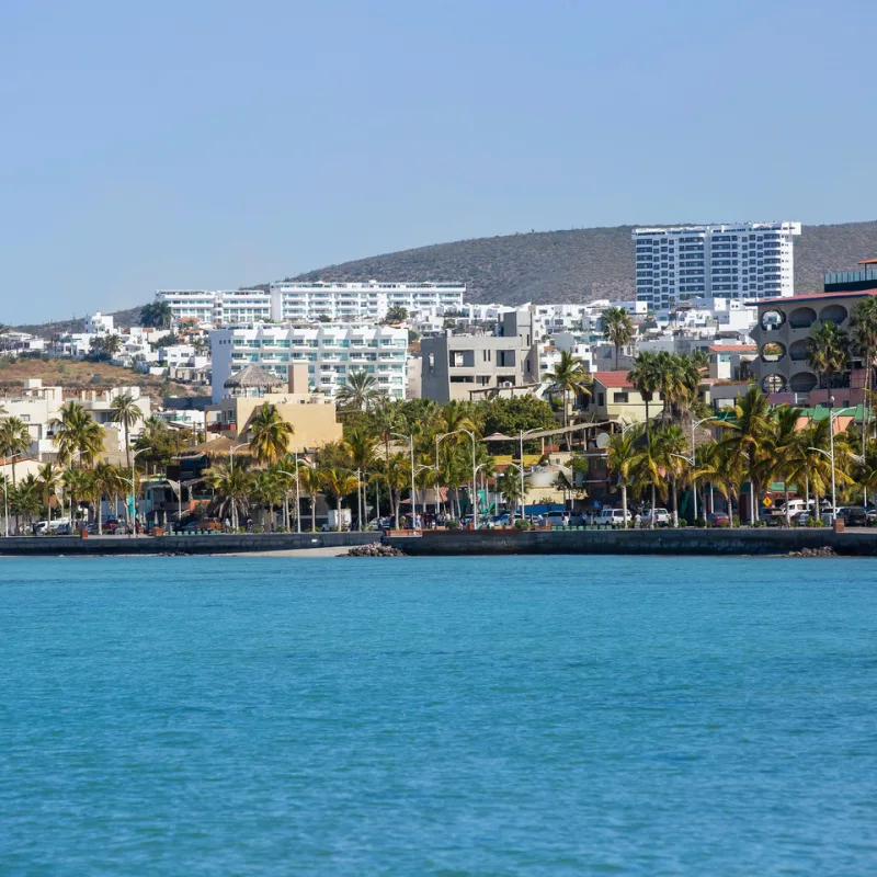 City view of La Paz from the beach