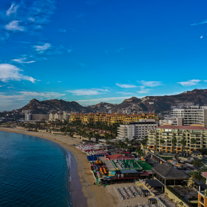A 4k Aerial view of Cabo San Lucas located at the southern tip of the Baja Mexico.