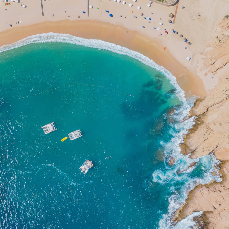 Aerial view of a beach in Los Cabos