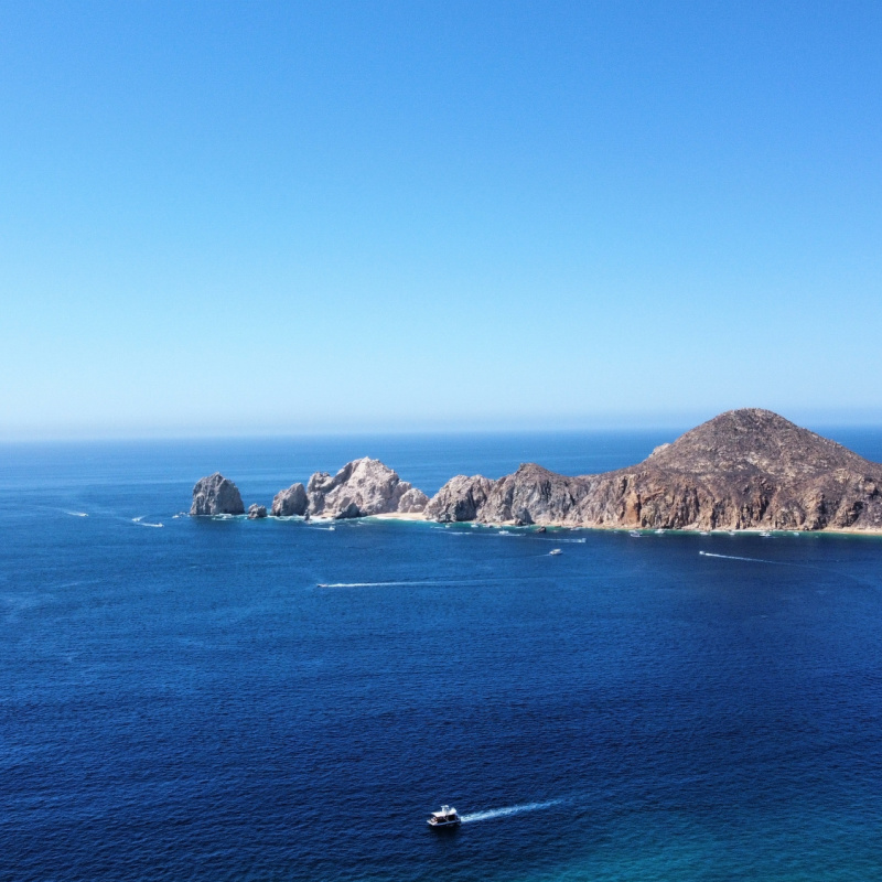 Aerial view of lands end los Cabos