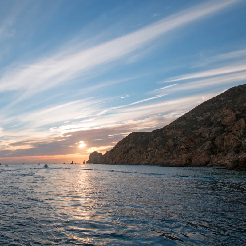 Fishermans sunrise view of Lands End in Cabo San Lucas in Baja California Mexico BCS