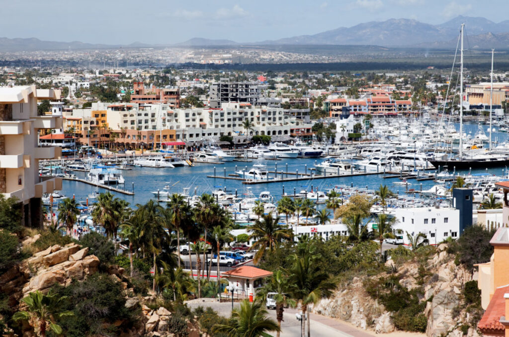 Hotels and Boats in the Marina Area of Cabo San Lucas, Mexico