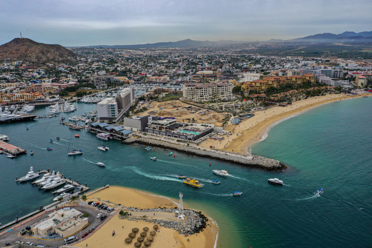 A 4k high definition aerial view of Cabo San Lucas in Baja Mexico.