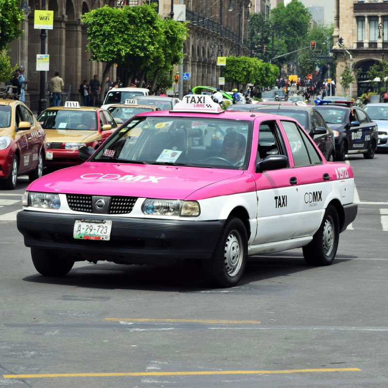 Pink taxi in Mexico
