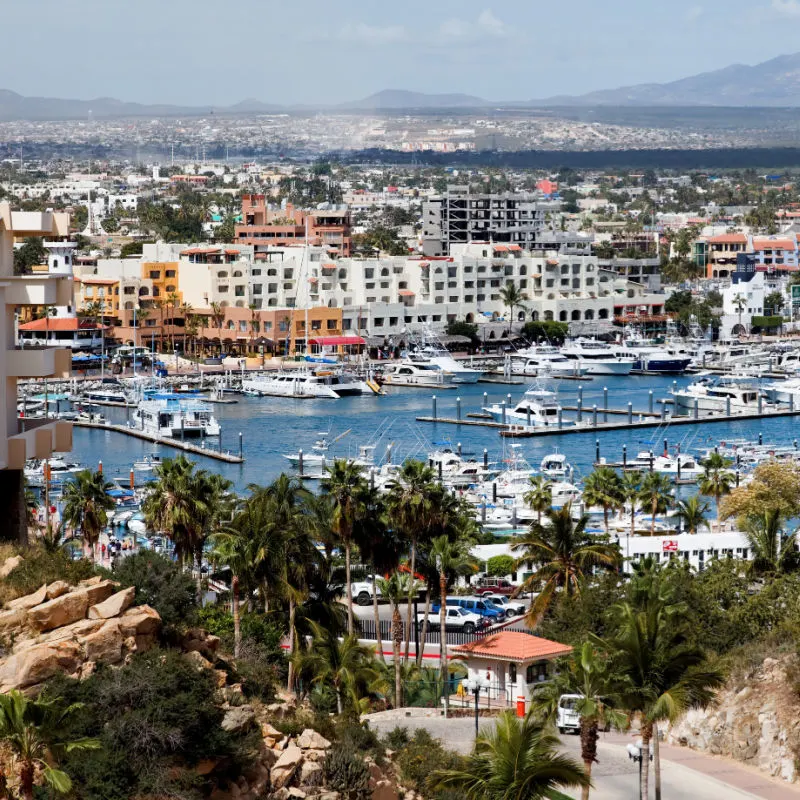 Hotels and Boats in the Marina Area of Cabo San Lucas, Mexico