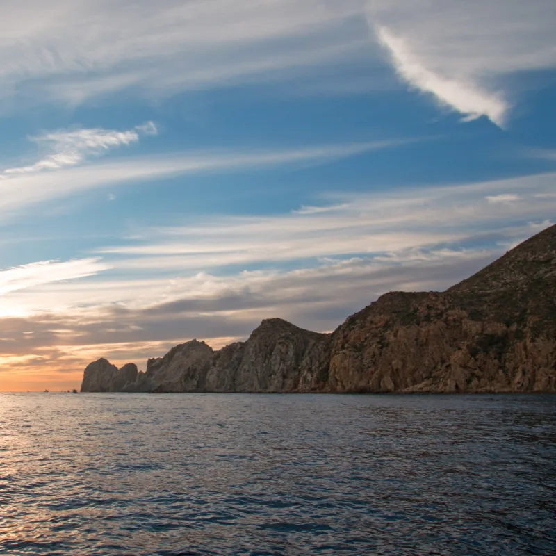 Sunrise view of Lands End in Cabo San Lucas in Baja California Mexico BCS