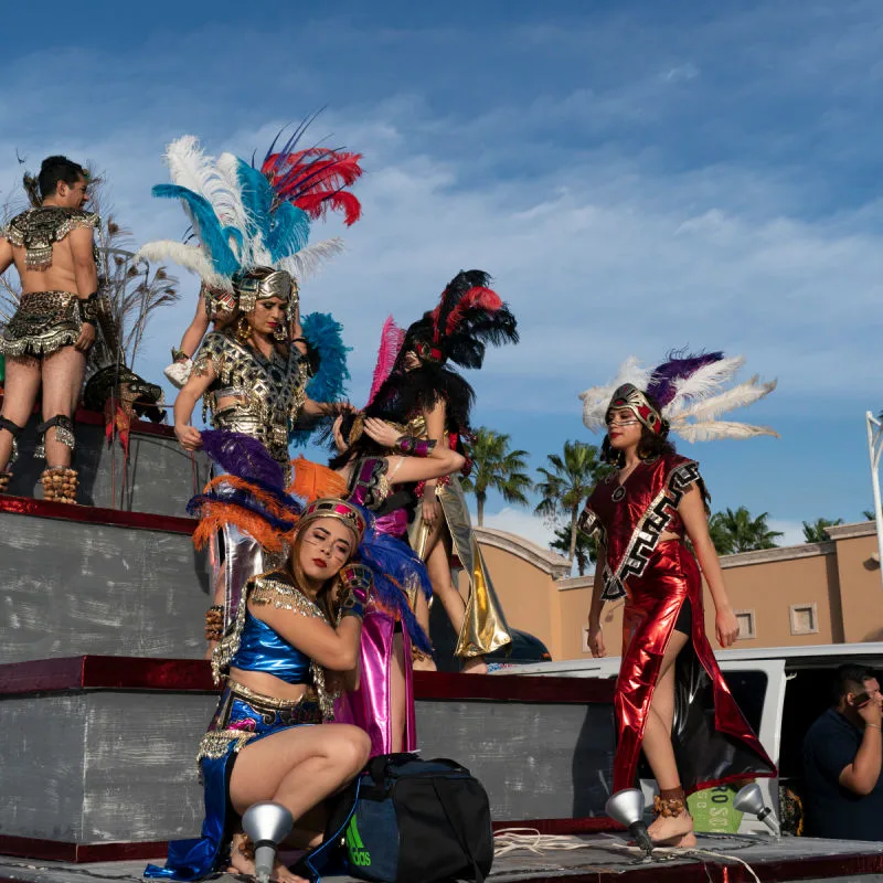Traditional Baja California Carnival with thousand of people, parade, food and dance
