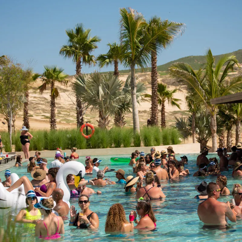 Busy Resort Pool in Los Cabos, Mexico