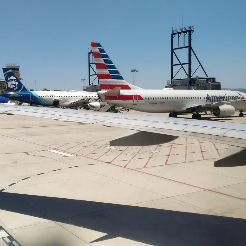 American and Alaskan Airlines Planes at Los Cabos International Airport